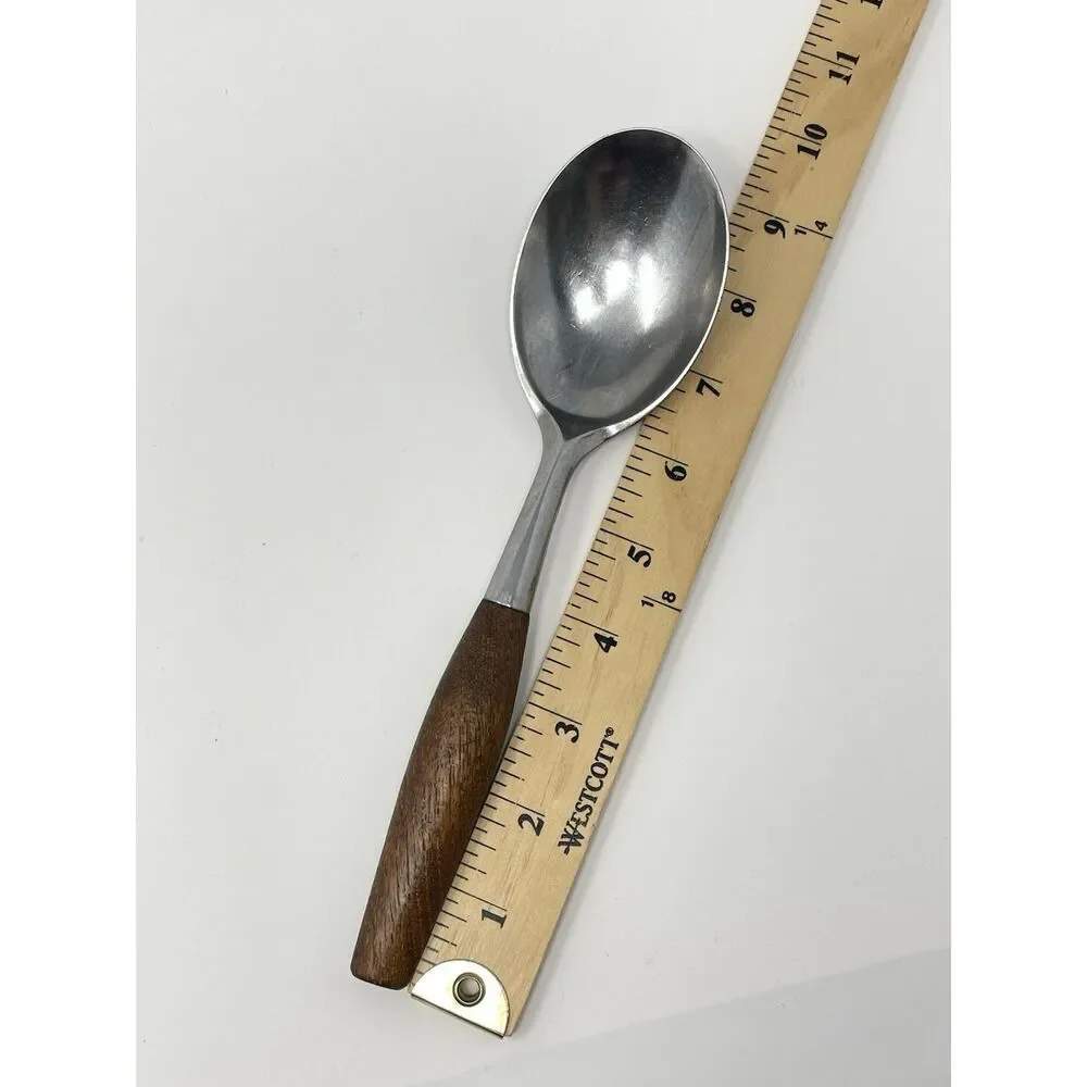 Dansk FJORD Serving Spoon Teak Handle Stainless Steel Germany 9.5” Vintage